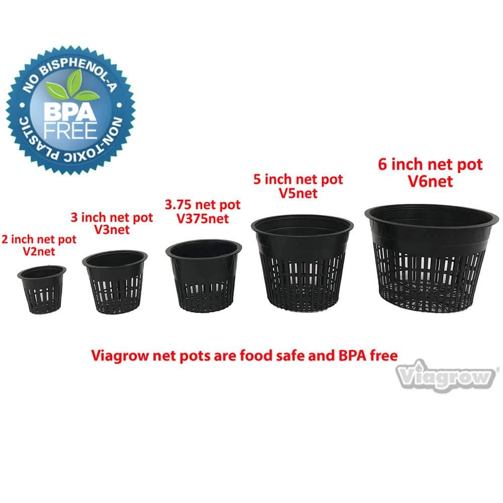 Viagrow 2 in. Black Round Cup with Slotted Black Plastic Mesh Net Pot (50-Pack) 7 Viagrow 2 in. Black Round Cup with Slotted Black Plastic Mesh Net Pot (50-Pack) - Image 5