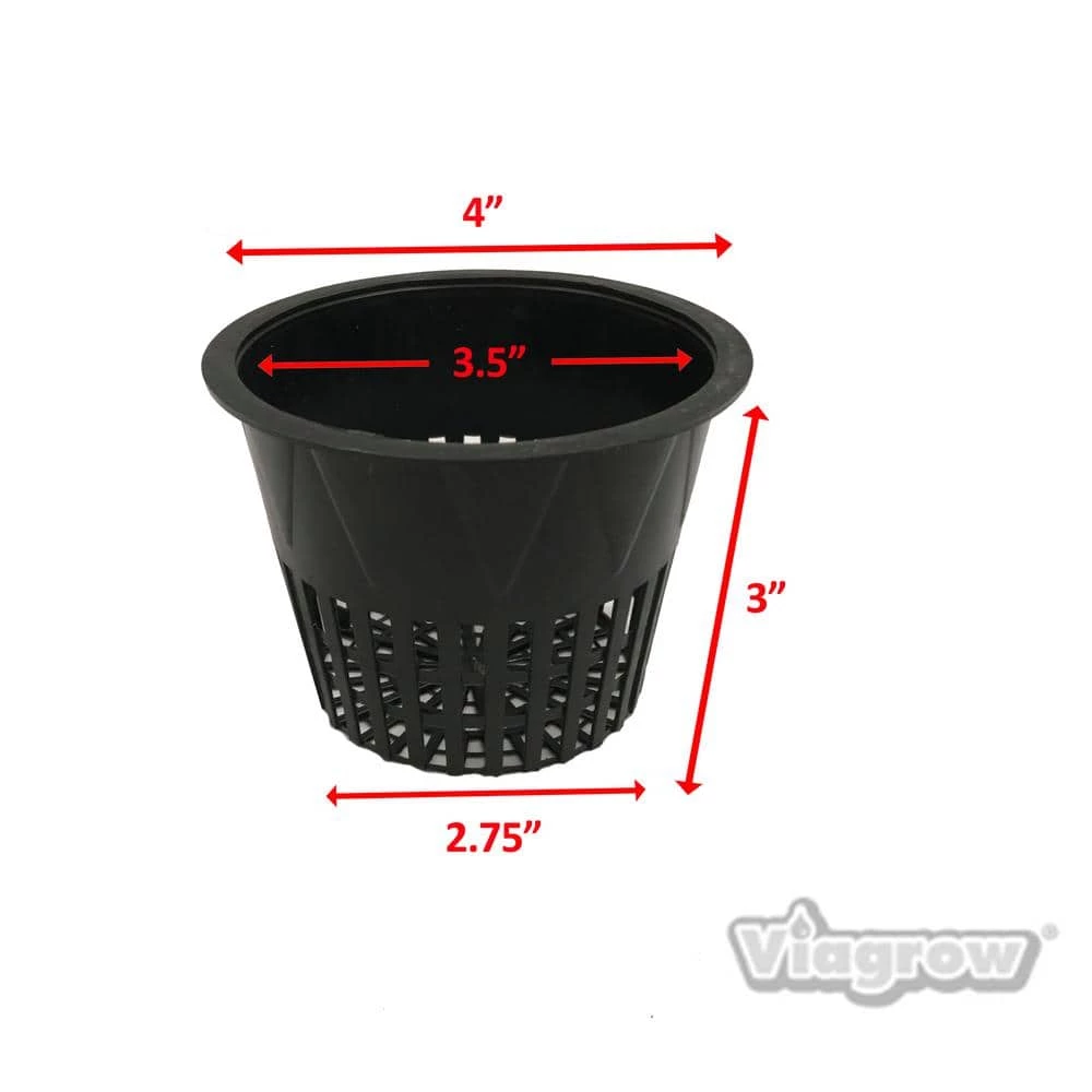 Viagrow 4 in. Black Round Cup with Slotted Black Plastic Mesh Net Pot (50-pack) 4 Viagrow 4 in. Black Round Cup with Slotted Black Plastic Mesh Net Pot (50-pack) - Image 2