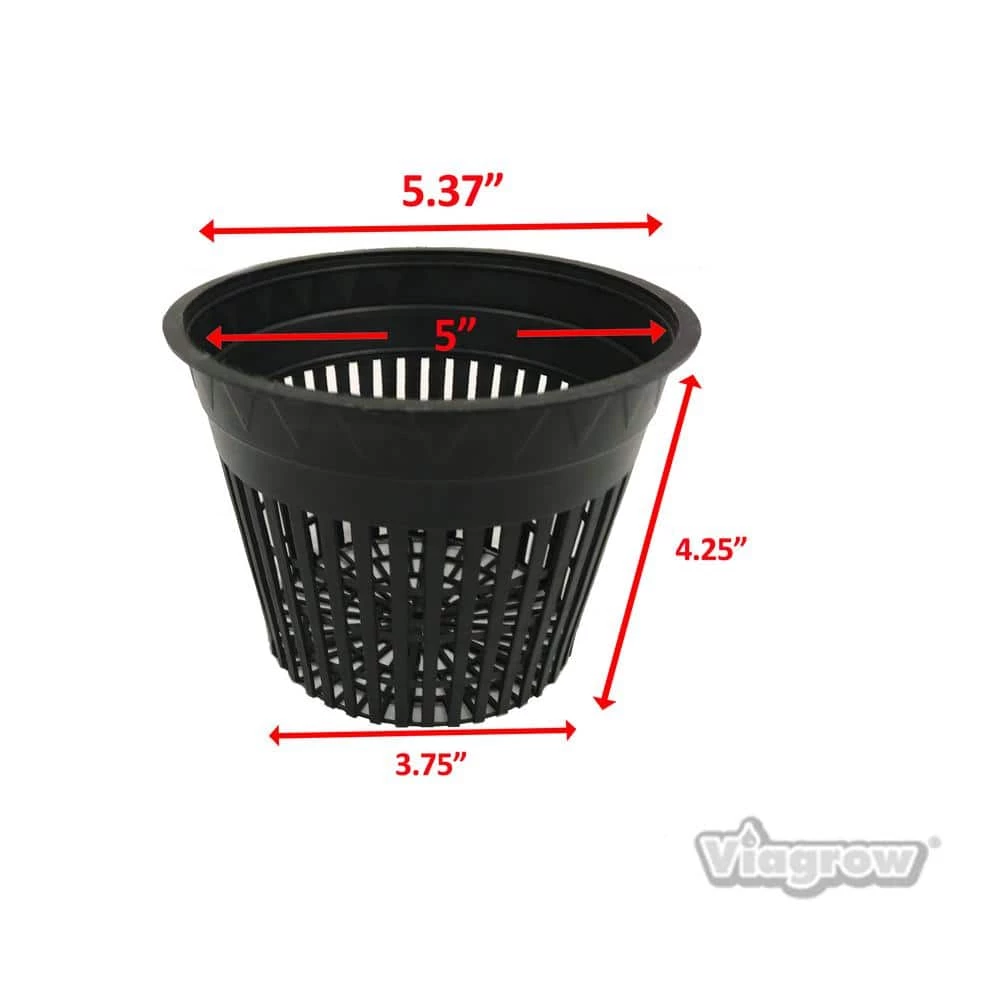 Viagrow 5 in. Black Round Cup with Slotted Black Plastic Mesh Net Pot (25-pack) 4 Viagrow 5 in. Black Round Cup with Slotted Black Plastic Mesh Net Pot (25-pack) - Image 2