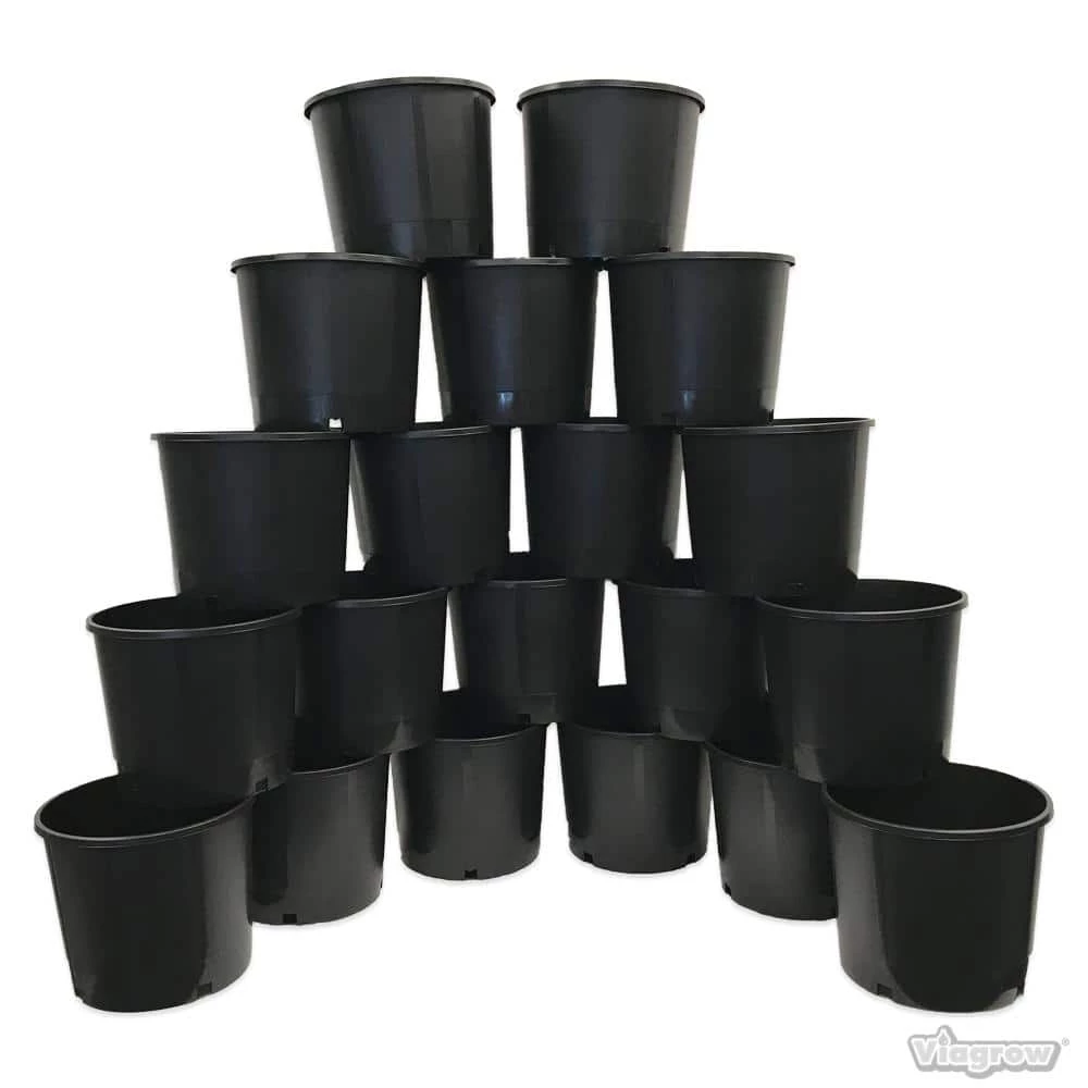 Viagrow Heavy Duty Hydroponic 11 in. x 9.5 in. Black Black Plastic 3 Gallon Nursery Pots (20-pack) 3 Viagrow Heavy Duty Hydroponic 11 in. x 9.5 in. Black Black Plastic 3 Gallon Nursery Pots (20-pack)