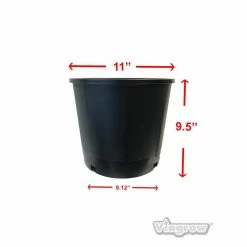 Viagrow Heavy Duty Hydroponic 11 in. x 9.5 in. Black Black Plastic 3 Gallon Nursery Pots (20-pack) 11 Viagrow Heavy Duty Hydroponic 11 in. x 9.5 in. Black Black Plastic 3 Gallon Nursery Pots (20-pack) -VAN ZYVERDEN shop black viagrow net pots vhg300 20 66 1000