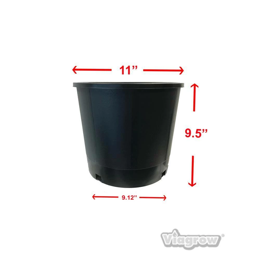 Viagrow Heavy Duty Hydroponic 11 in. x 9.5 in. Black Black Plastic 3 Gallon Nursery Pots (20-pack) 7 Viagrow Heavy Duty Hydroponic 11 in. x 9.5 in. Black Black Plastic 3 Gallon Nursery Pots (20-pack) - Image 5