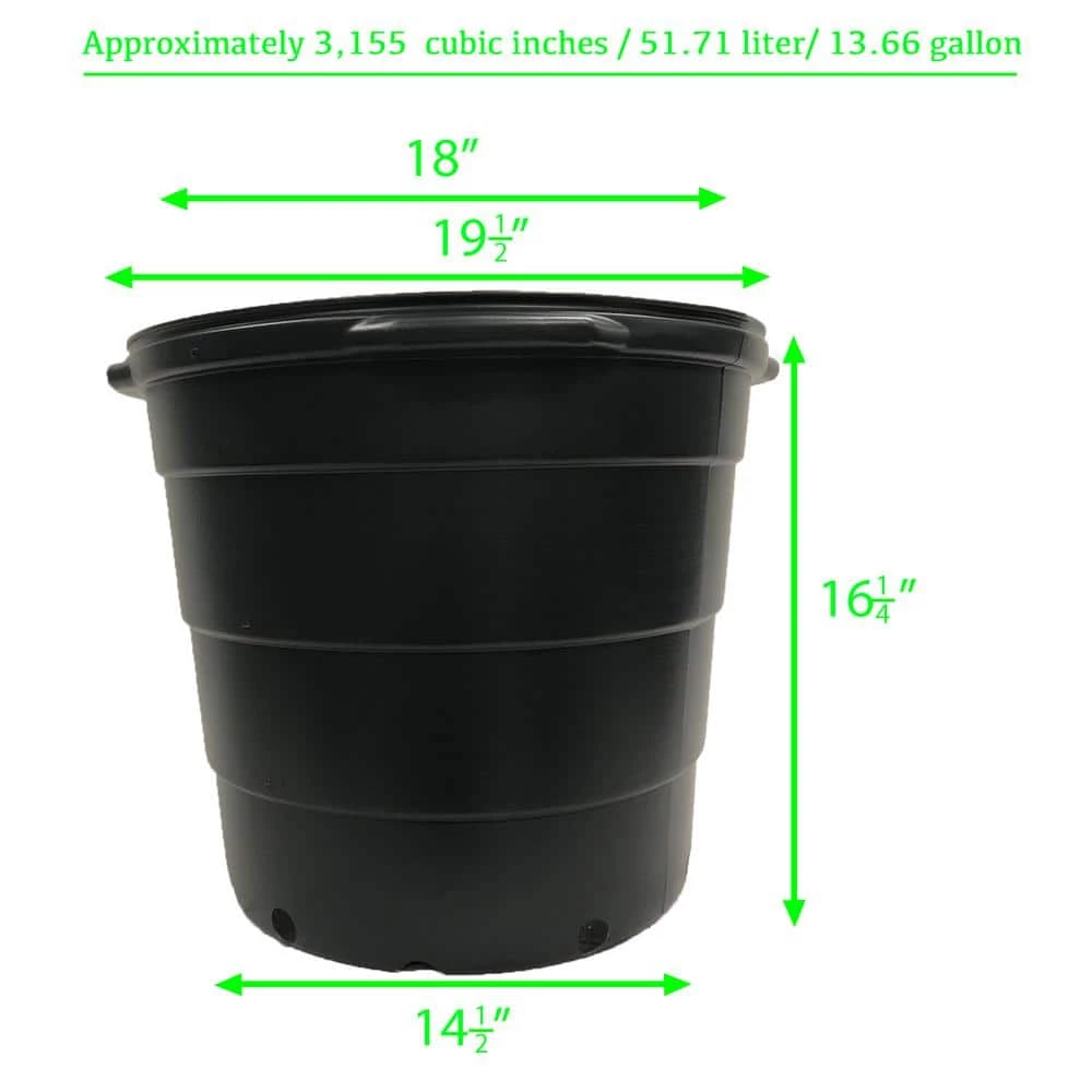 Viagrow 15 Gal. Plastic Round Nursery Trade Pots (5-Pack) 8 Viagrow 15 Gal. Plastic Round Nursery Trade Pots (5-Pack) - Image 6