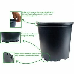 Viagrow 1 Gal. Plus Plastic Nursery Pots 1.5 Gal./5.68 l/346 cu. in. (20-Pack) -VAN ZYVERDEN shop black viagrow net pots vhpp175 20 40 1000