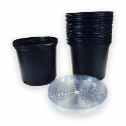 Viagrow 5 Gal. Plastic Nursery Trade Pots with Saucers (4.02 Gal./15.19 L) (10-Pack)