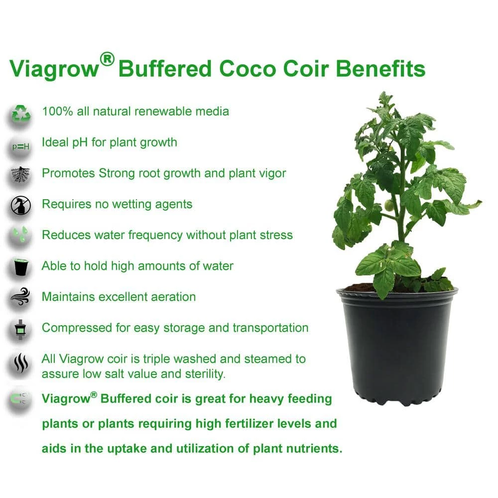 Viagrow 2 cu. ft. Coco Coir Compressed Premium Plant Growing Media 5 kg./11 lbs./72 Qt./18 Gal. 4 Viagrow 2 cu. ft. Coco Coir Compressed Premium Plant Growing Media 5 kg./11 lbs./72 Qt./18 Gal. - Image 2