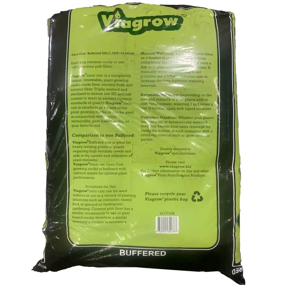Viagrow 1.5 cu. ft. 50 l/52.8 Qt./13.2 G. Coco Coir Buffered Premium Coconut Growing Medium (2-Pack) 7 Viagrow 1.5 cu. ft. 50 l/52.8 Qt./13.2 G. Coco Coir Buffered Premium Coconut Growing Medium (2-Pack) - Image 5