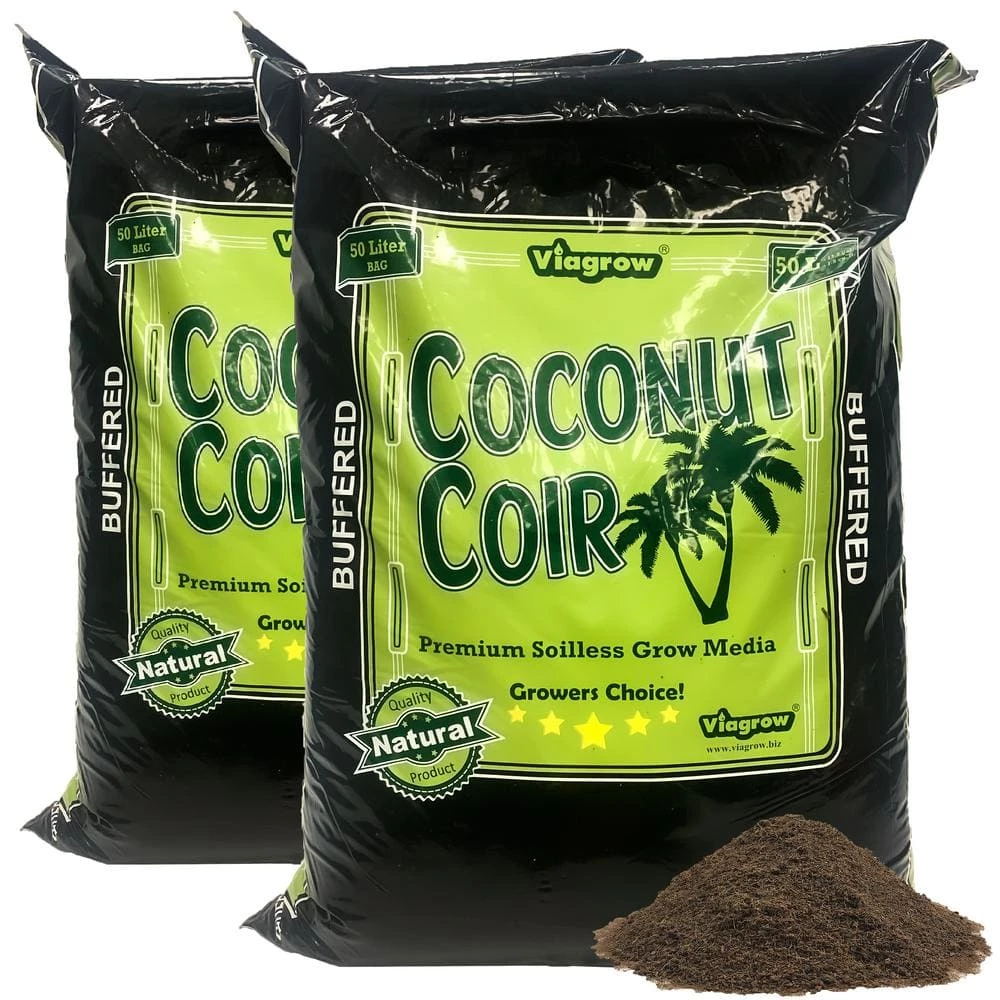 Viagrow 1.5 cu. ft. 50 l/52.8 Qt./13.2 G. Coco Coir Buffered Premium Coconut Growing Medium (2-Pack) 3 Viagrow 1.5 cu. ft. 50 l/52.8 Qt./13.2 G. Coco Coir Buffered Premium Coconut Growing Medium (2-Pack)