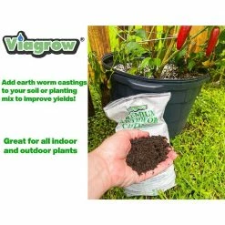 Viagrow 11 lb. (5KG) Coconut Coir Block & 1LB earth worm castings, Coco Coir and earth worm castings, (expands up to 18 gallons) -VAN ZYVERDEN shop viagrow grow media vccb5 vewc1 1d 1000
