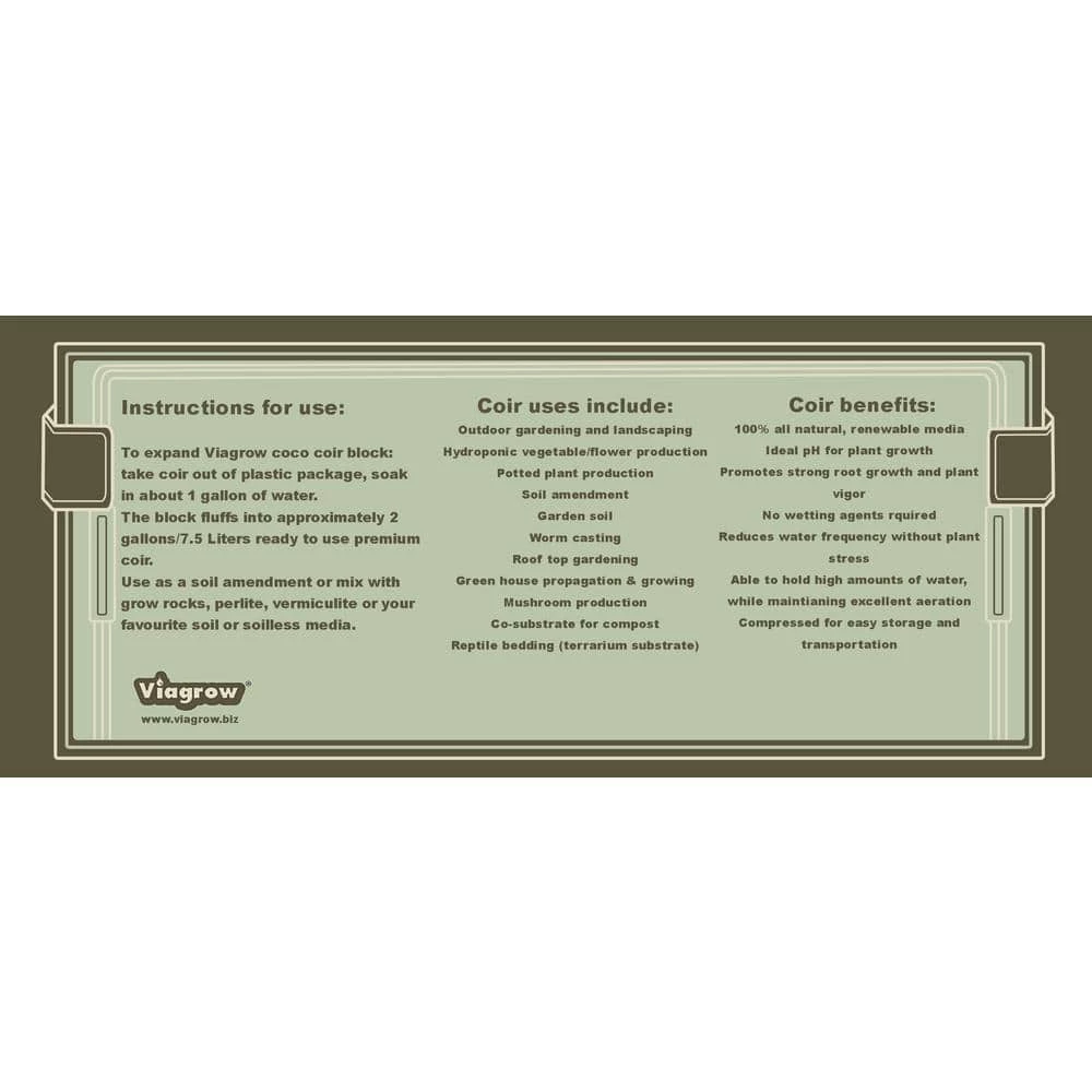 Viagrow 1.4 lbs./650g Premium Coco Coir, Soilless Grow Media, Coconut Coir Brick 11 Viagrow 1.4 lbs./650g Premium Coco Coir, Soilless Grow Media, Coconut Coir Brick - Image 9