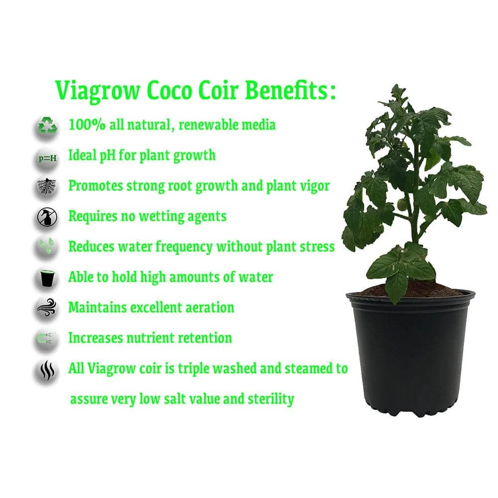 Viagrow 1.5 cu. ft. Coco Coir Fluffed Coconut Pith Fiber Soilless Grow Media Bag 4 Viagrow 1.5 cu. ft. Coco Coir Fluffed Coconut Pith Fiber Soilless Grow Media Bag - Image 2