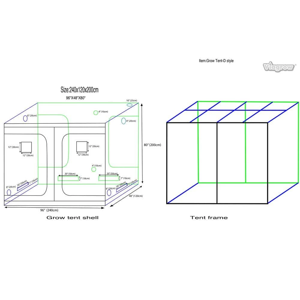 Viagrow 4 ft. x 8 ft. x 7 ft. Grow Tent 8 Viagrow 4 ft. x 8 ft. x 7 ft. Grow Tent - Image 6