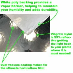 Viagrow 100 ft. Highly Reflective Mylar, Light Diffusing Film with White Plastic Vapor Barrier -VAN ZYVERDEN shop viagrow reflective film vmy150 4f 1000