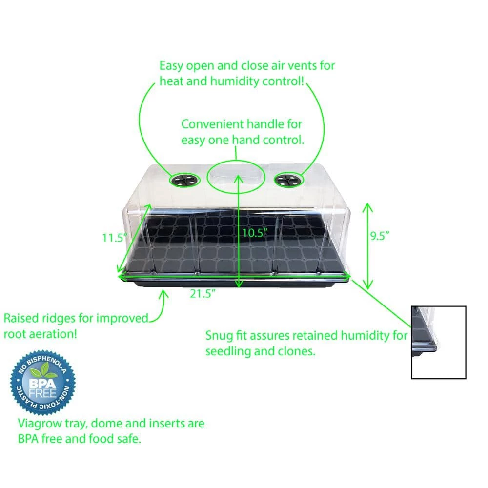 Viagrow 10 in. x 20 in. Propagation Kit with Tall 7 in. Dome 4 Viagrow 10 in. x 20 in. Propagation Kit with Tall 7 in. Dome - Image 2