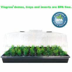 Viagrow 11 in. x 22 in. Tall Clear Plastic Dome Dual Tray Kit with 2 Domes, 2 Std. Flats (2) 72 Cell Inserts and Dual Heat Mat 13 Viagrow 11 in. x 22 in. Tall Clear Plastic Dome Dual Tray Kit with 2 Domes, 2 Std. Flats (2) 72 Cell Inserts and Dual Heat Mat -VAN ZYVERDEN shop viagrow seed starters vtdk2 a0 1000