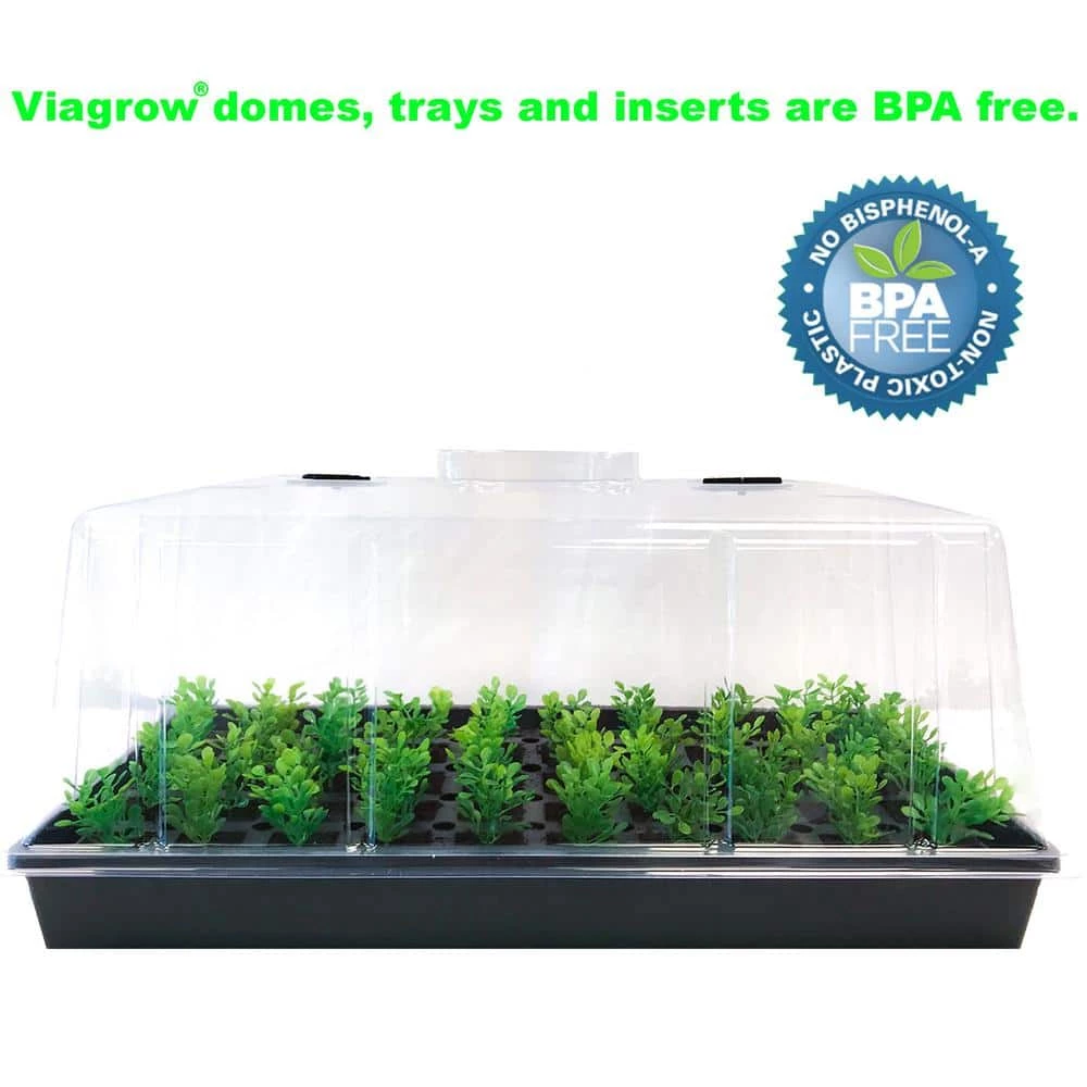Viagrow 11 in. x 22 in. Tall Clear Plastic Dome Dual Tray Kit with 2 Domes, 2 Std. Flats (2) 72 Cell Inserts and Dual Heat Mat 6 Viagrow 11 in. x 22 in. Tall Clear Plastic Dome Dual Tray Kit with 2 Domes, 2 Std. Flats (2) 72 Cell Inserts and Dual Heat Mat - Image 4